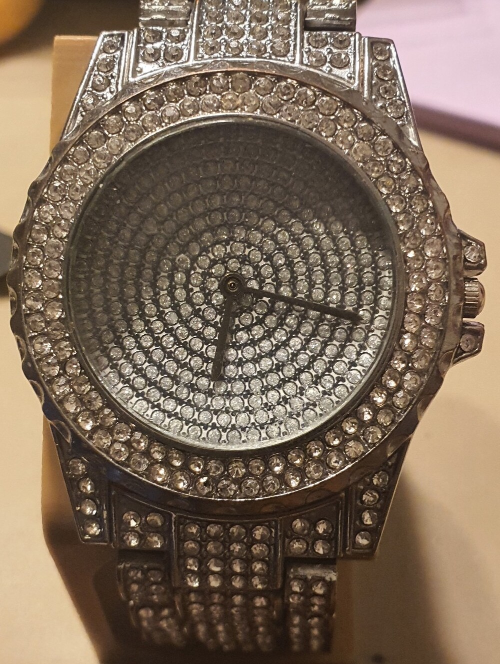 10/$20 Silver Rhinestone Stainless Steel Bling Men's Watch